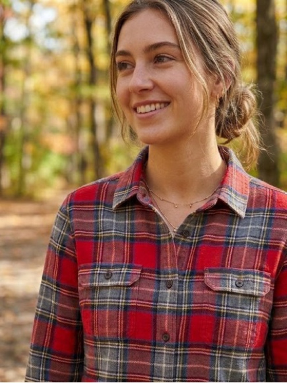 Eddie Bauer Classic Red & Gray Plaid Cotton Flannel Shirt, size Large